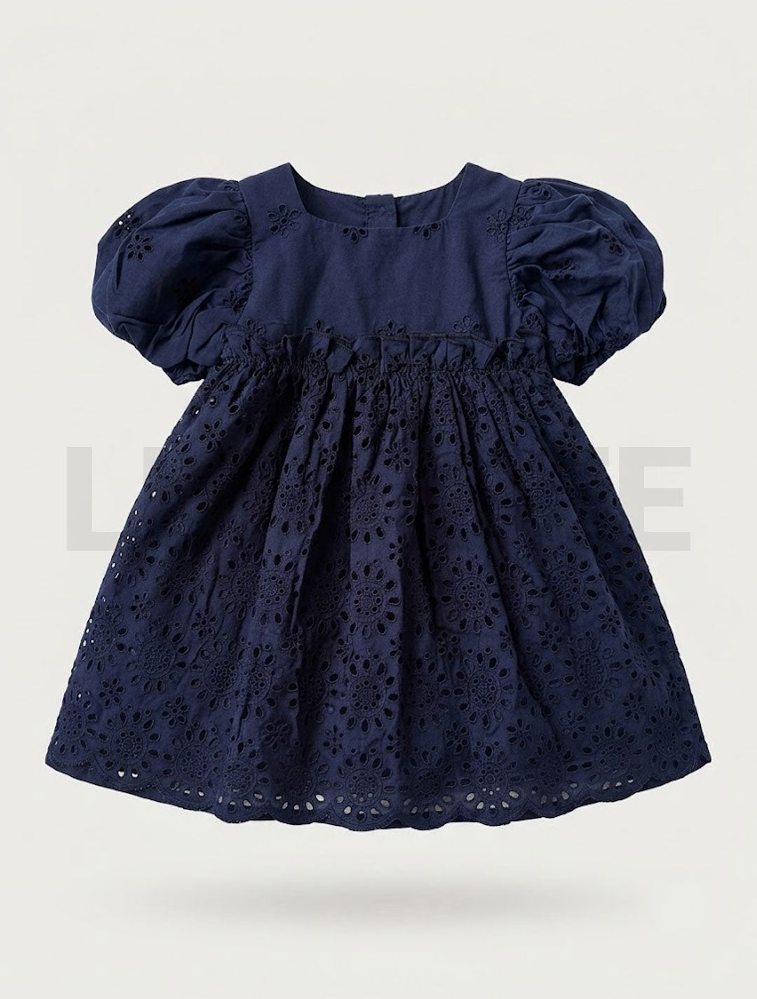 Navy blue hakkoba puff sleeve dress