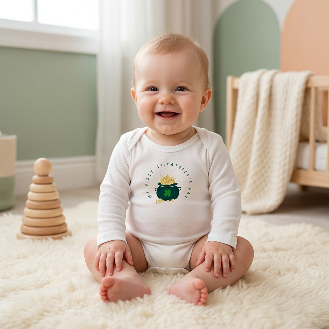 WHITE PRINTED FULL SLEEVE ONESIE