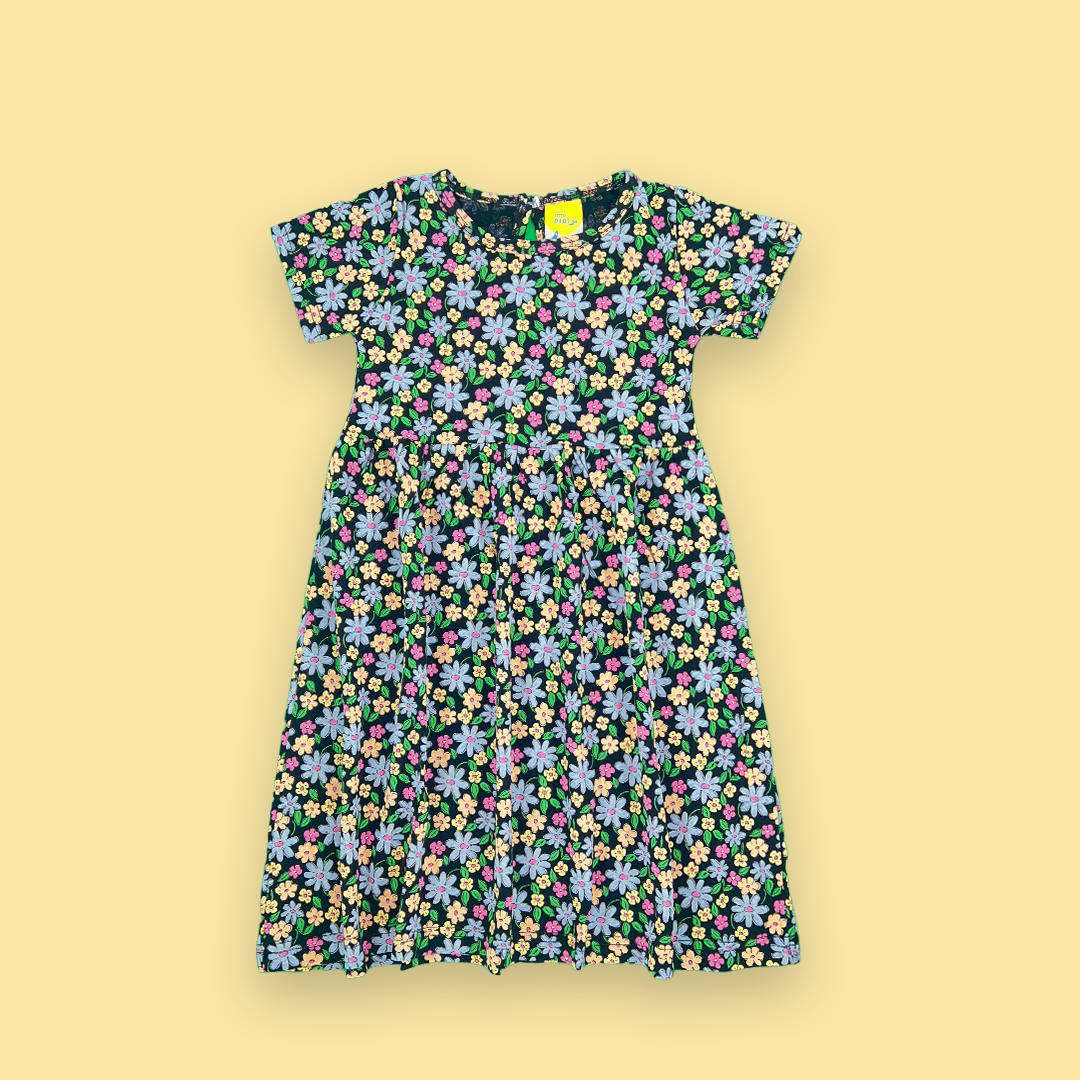 Multi Color flower printed black frok for girls | 3-4 Years |