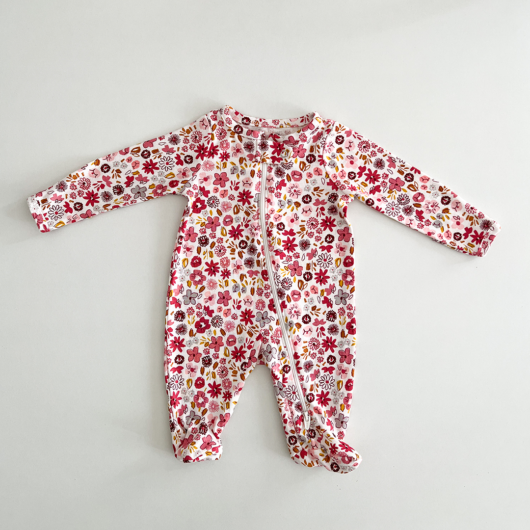 Pink floral sleepsuit