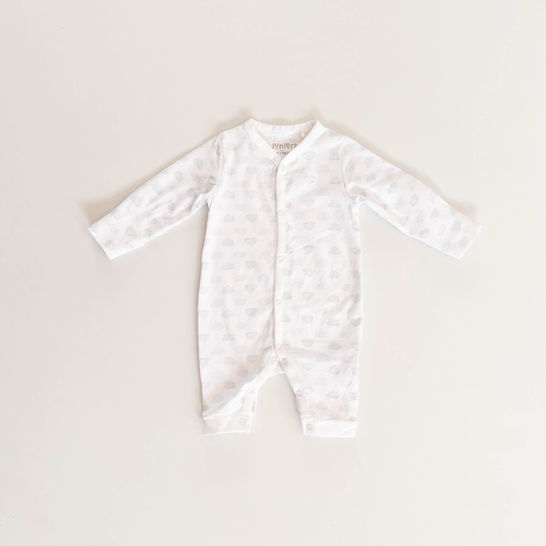 WHITE CLOUDS PATTERNED ROMPER