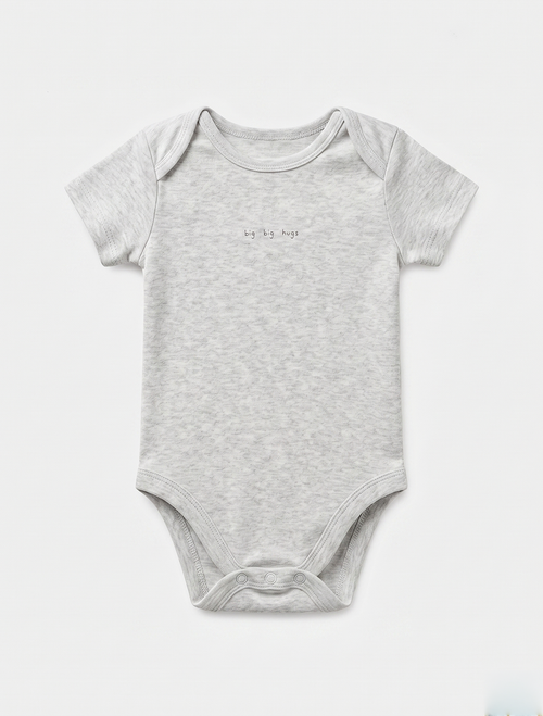 GREY BIG HUG PRINTED ONESIE