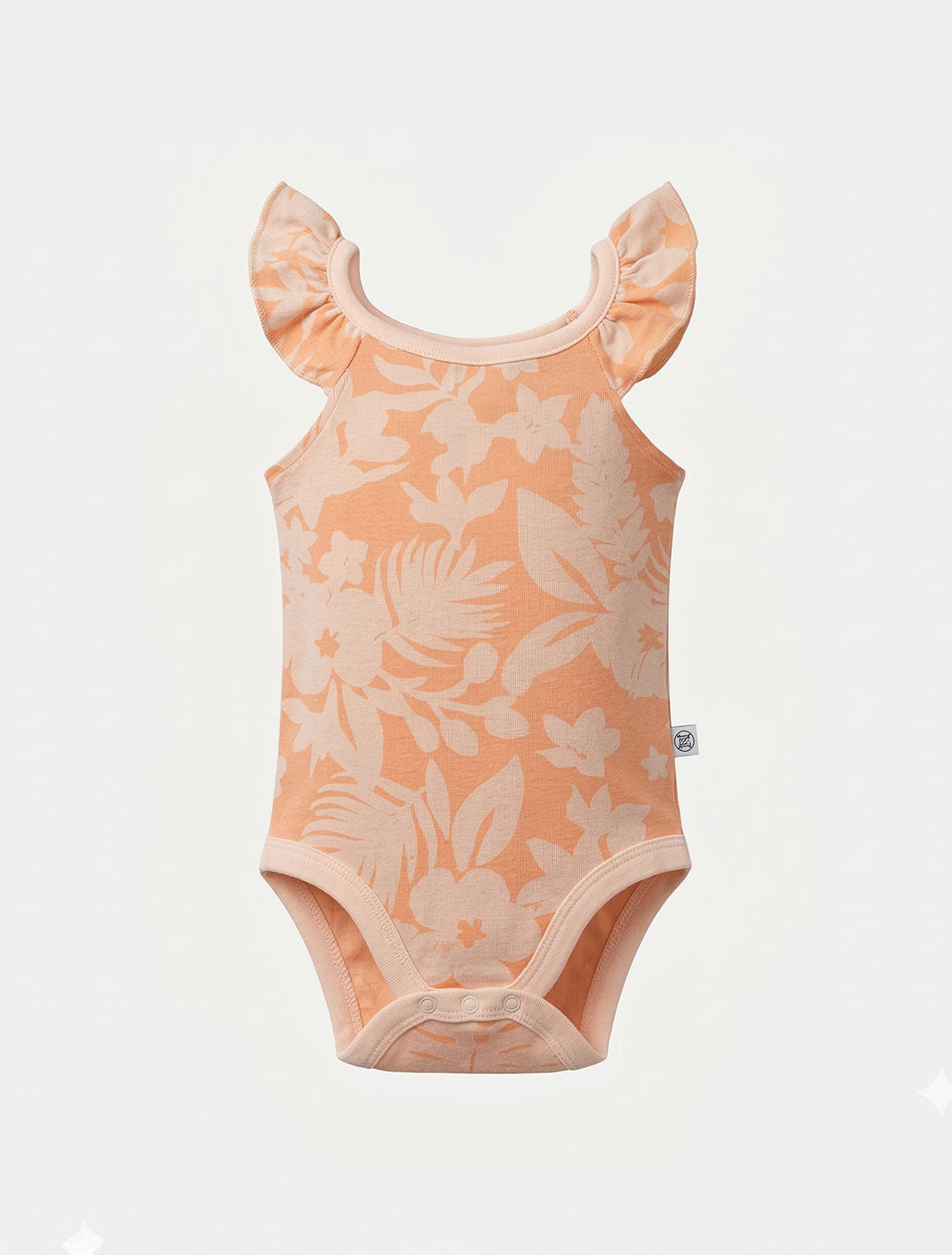 ORANGE FLORAL RUFFLED ONESIE