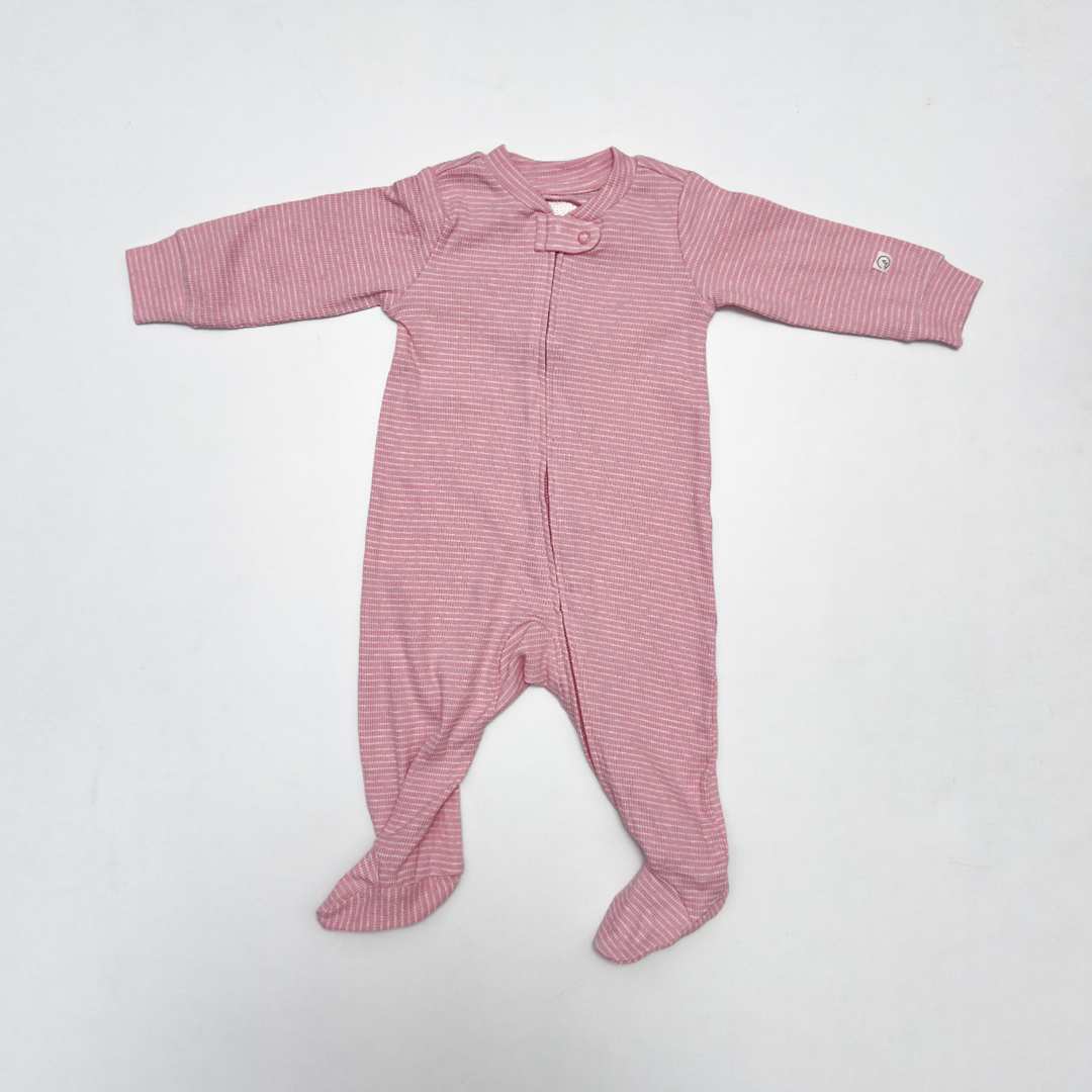 PINK STRIPED ZIPPER SLEEPSUIT