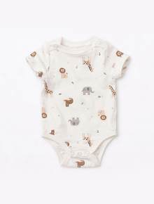 WHITE ANIMAL PRINTED ONESIE