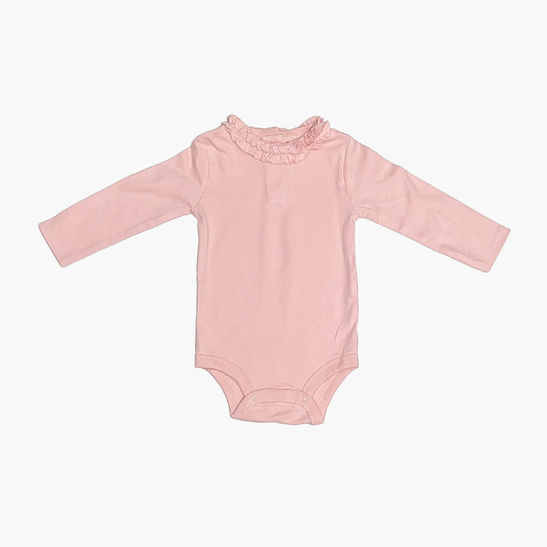 PINK NECK RUFFLED ONESIE
