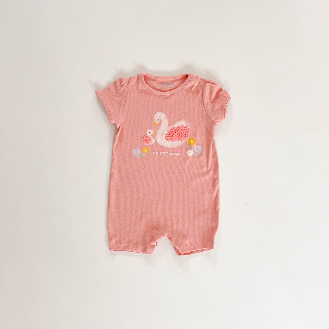 GIRLS 3D SWAN RIBBED JUMPSUIT