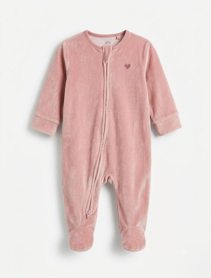 Pink love zipper sleepsuit