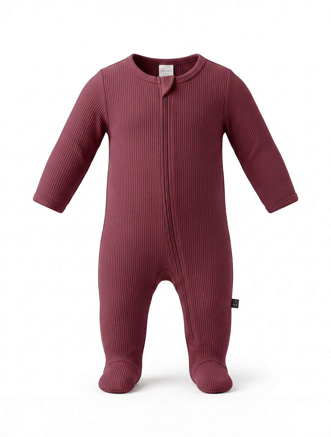 WINE COLORED RIBBED VISCOUS SLEEPSUIT