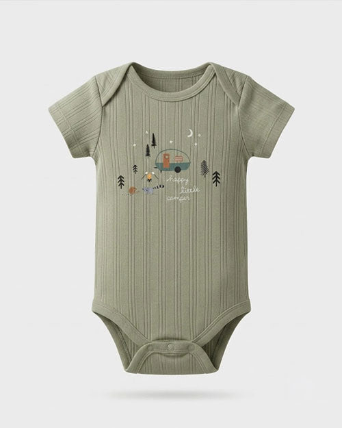 Sage green ribbed printed onesie