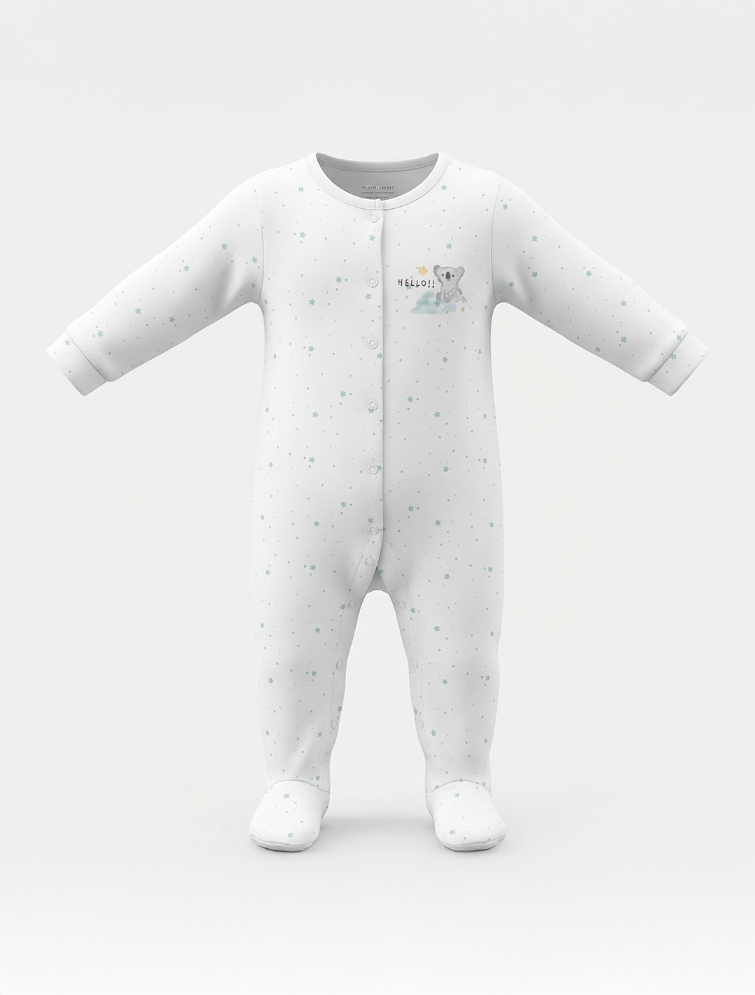 WHITE STAR PRINTED SLEEPSUIT