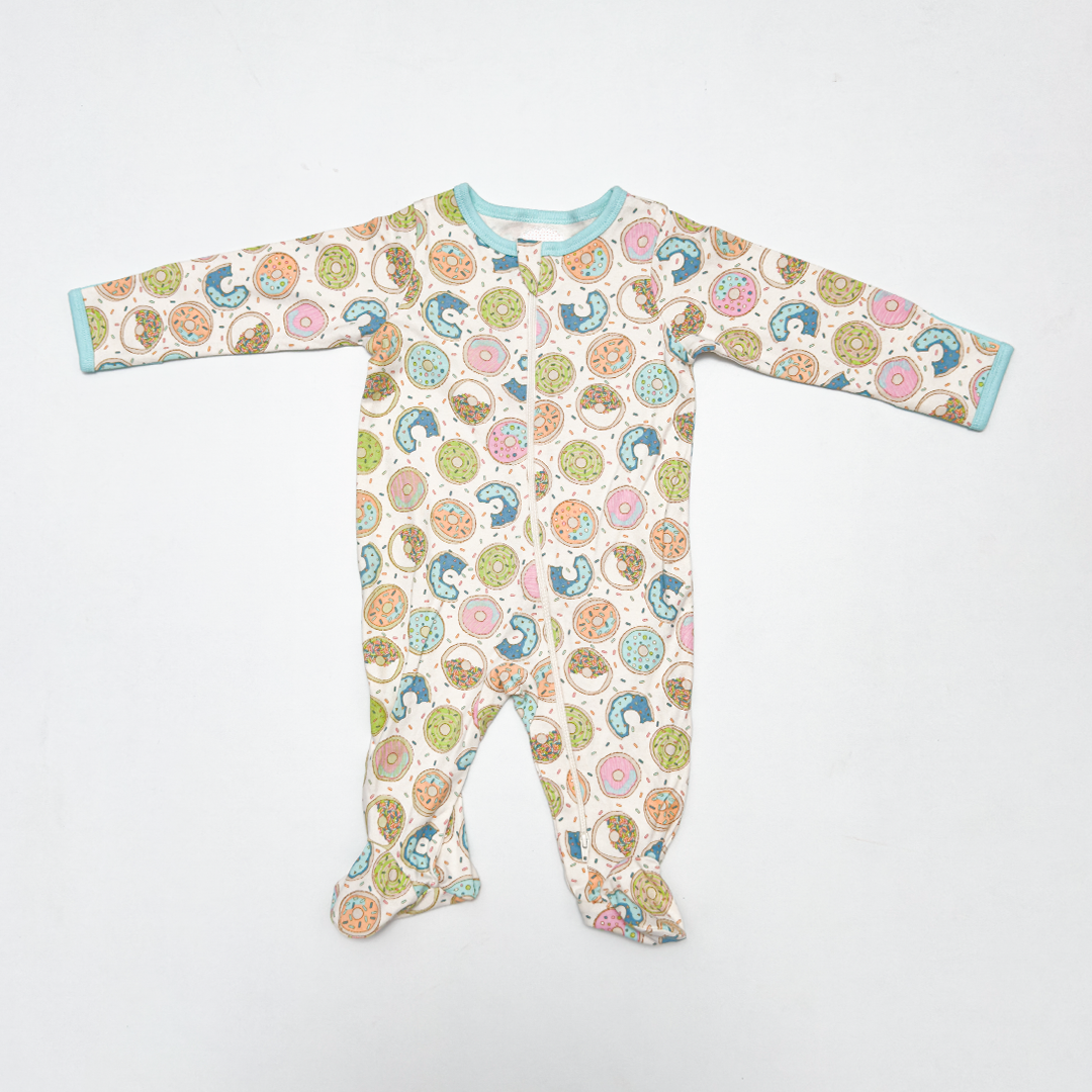 DONUT PRINTED ZIPPER SLEEPSUIT