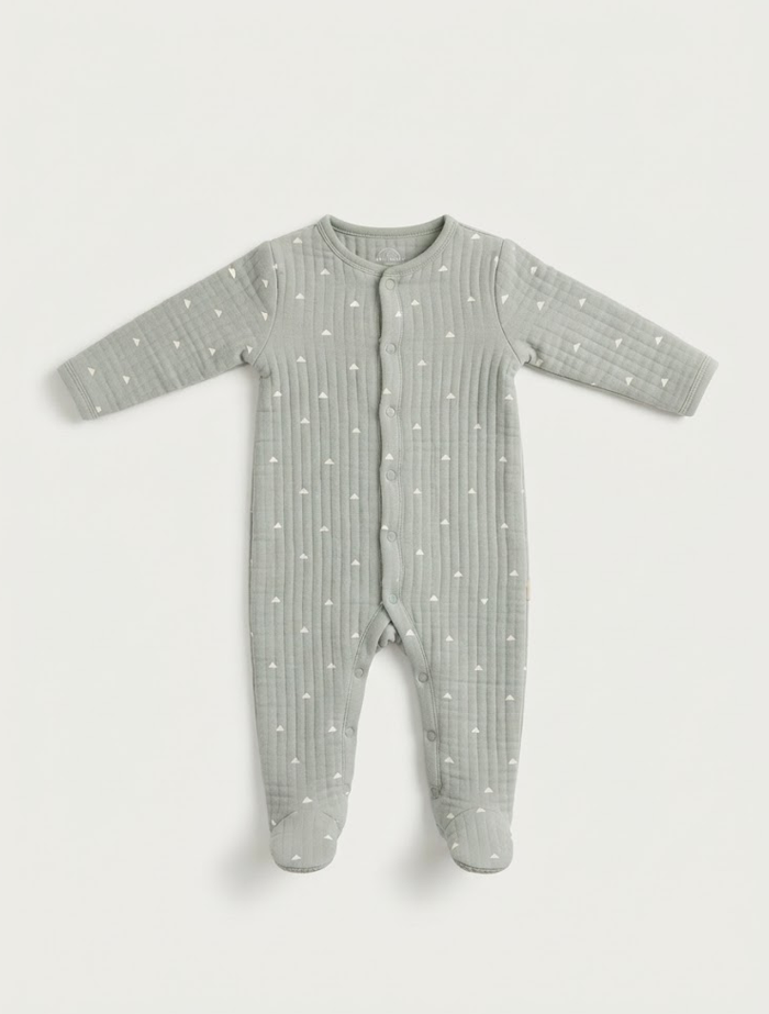 Sage green quilted sleepsuit