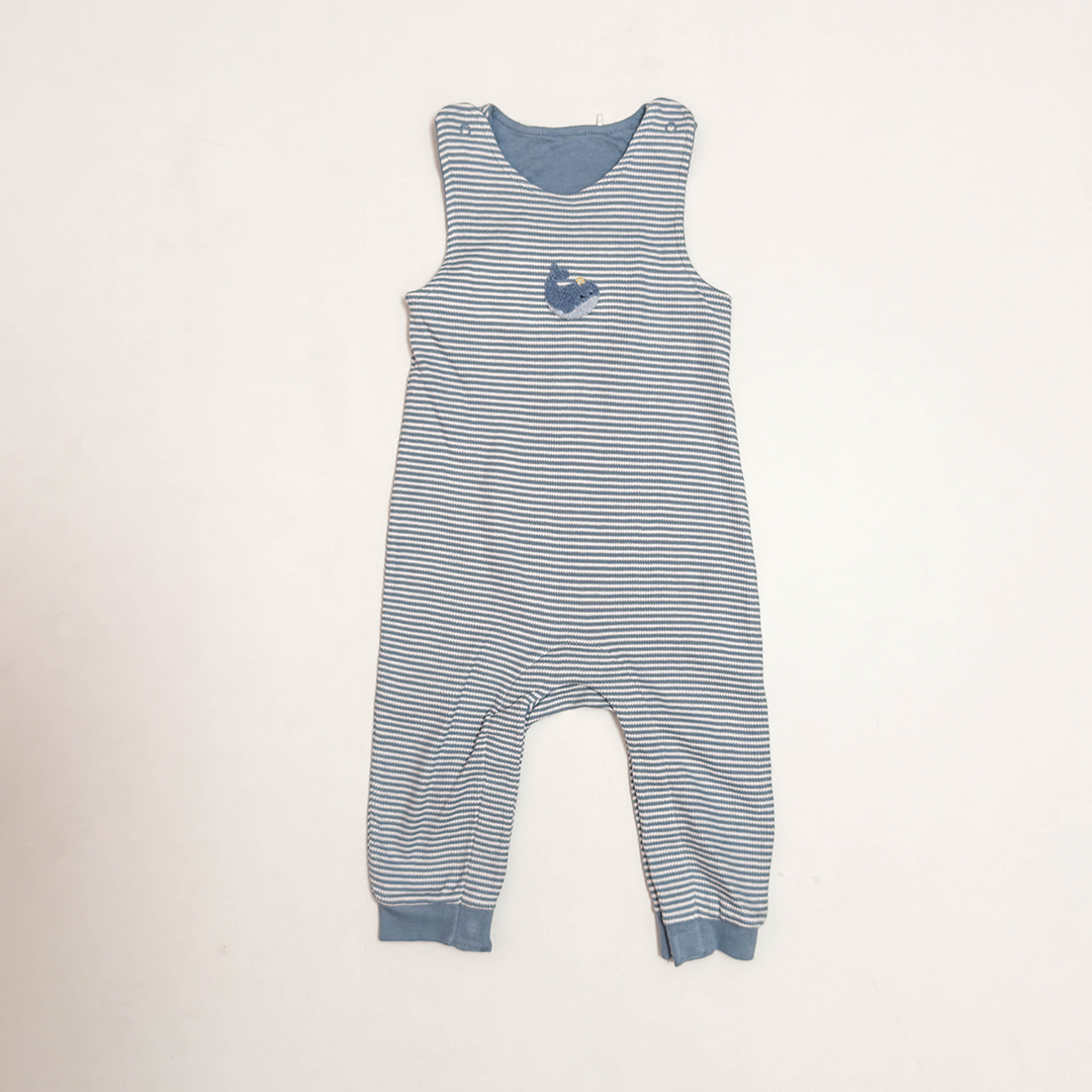 BLUE STRIPES RIBBED ROMPER