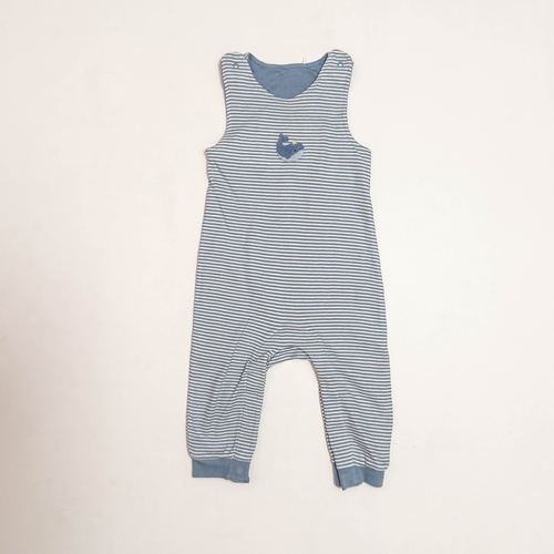 BLUE STRIPES RIBBED ROMPER