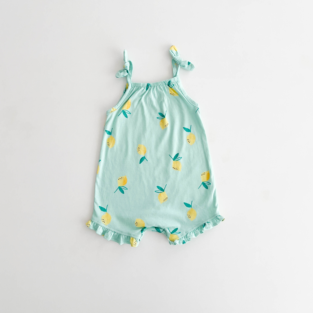 AQUA BLUE LEMON PATTERNED FANCY JUMPSUIT