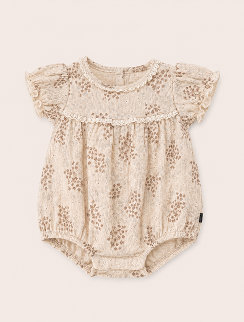 Beige floral fancy onesie