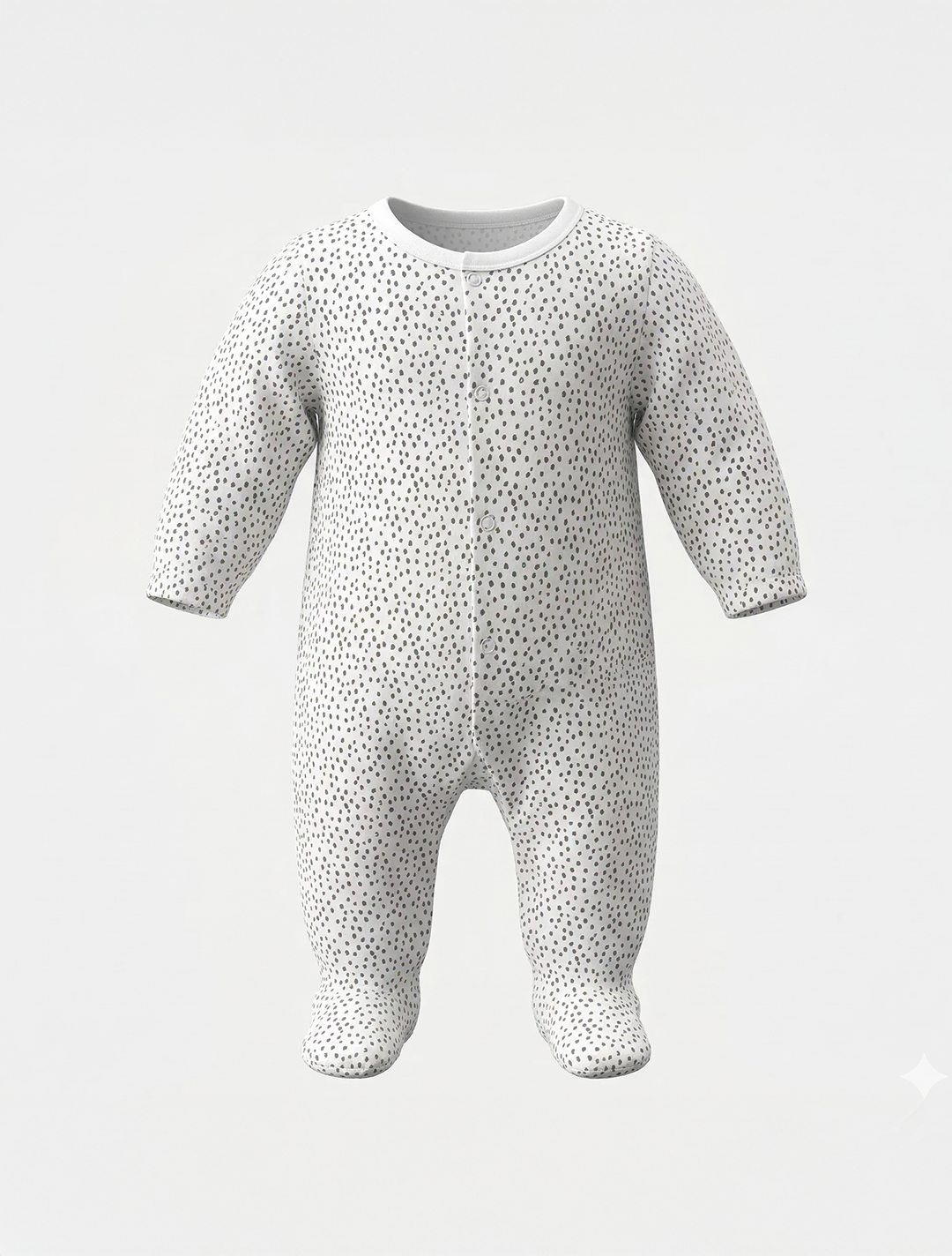 BLACK PRINTED BUTTON SLEEPSUIT