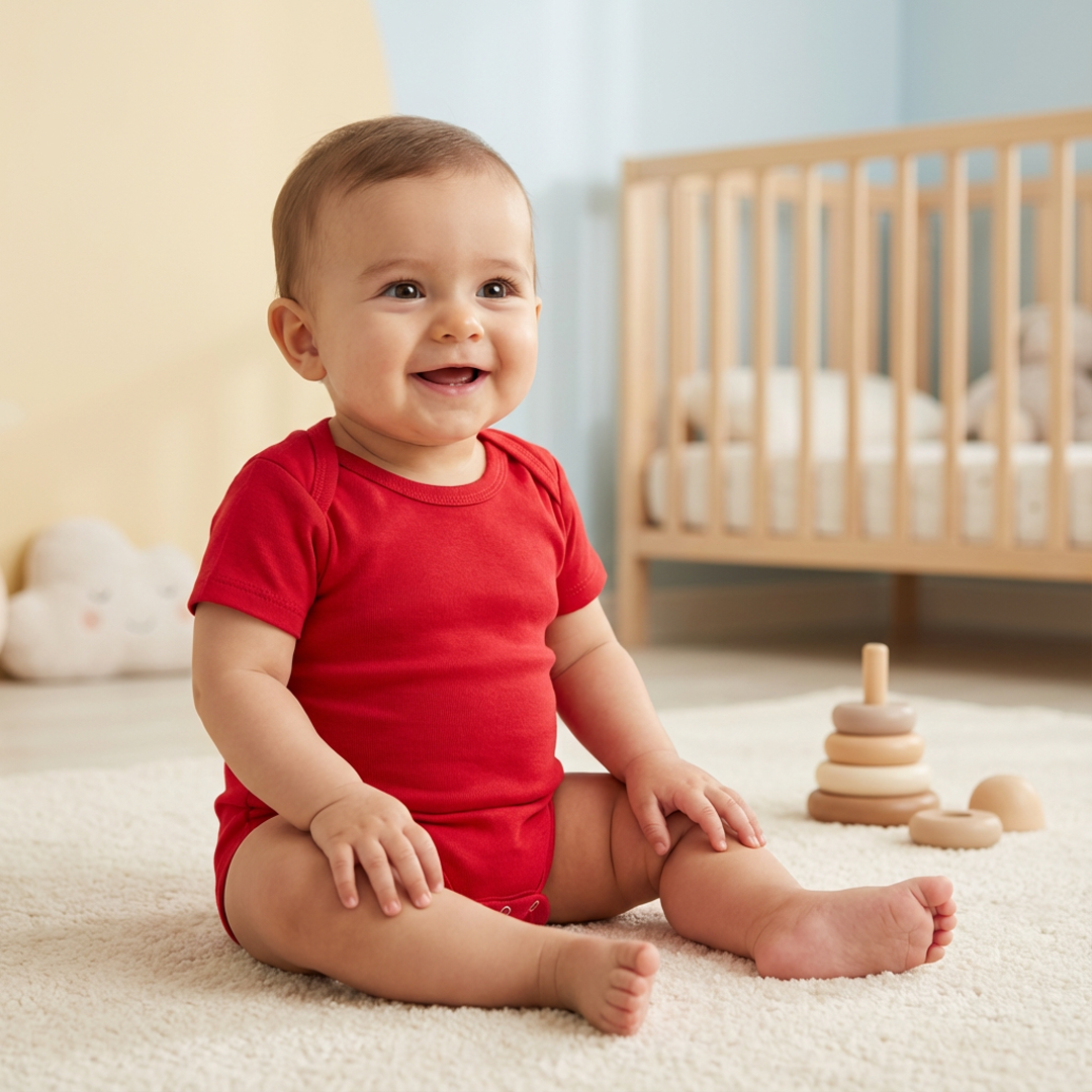 RED SOLID COLOUR  ONESIE