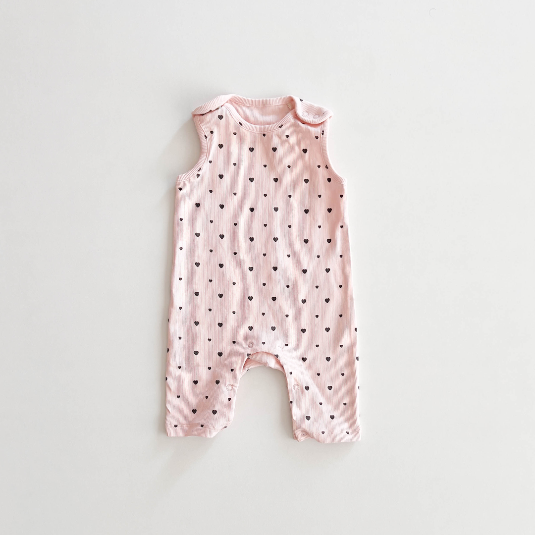 PEACH LOVE PRINTED RIBBED ROMPER