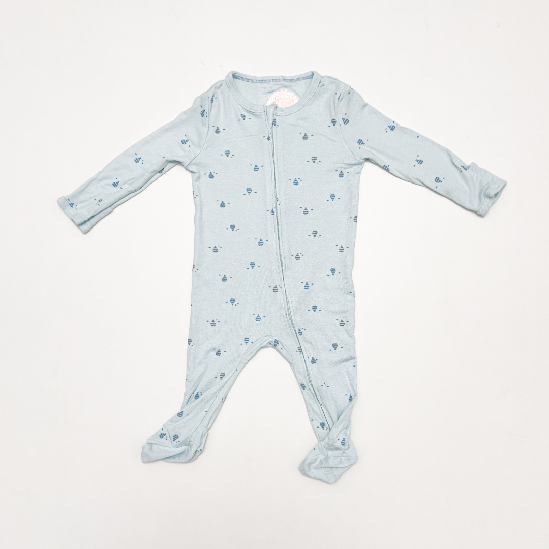BLUE PATTERNED VISCOUS SLEEPSUIT