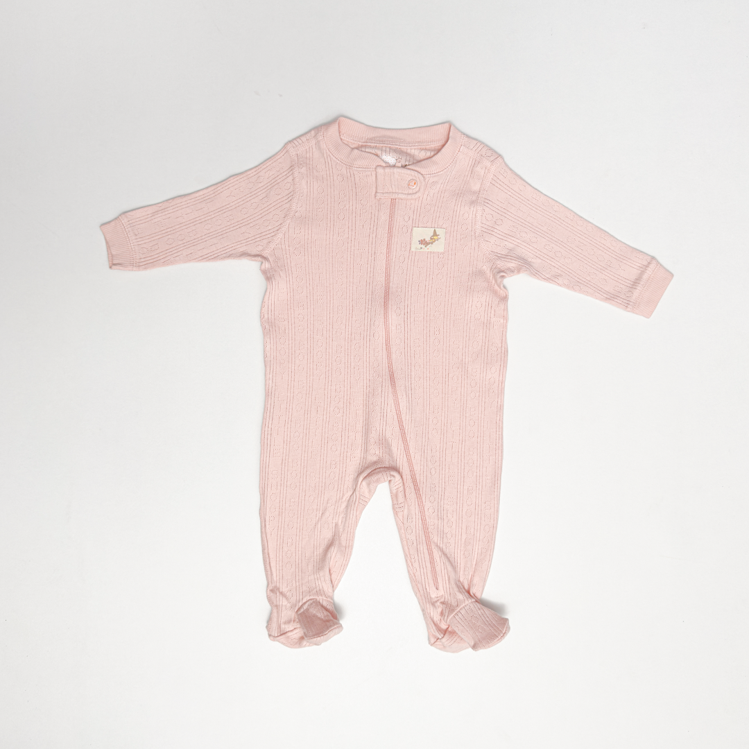 DUSTY PINK POINTELLE SLEEPSUIT