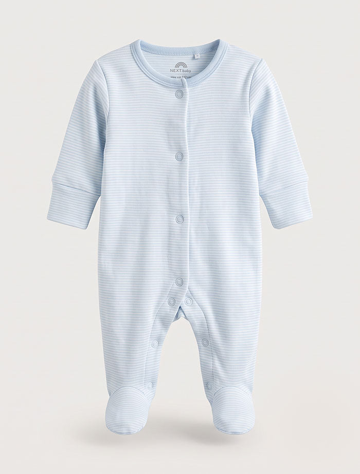 Blue stripes button sleepsuit