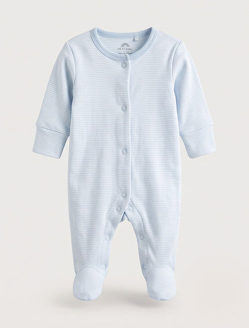 Blue stripes button sleepsuit