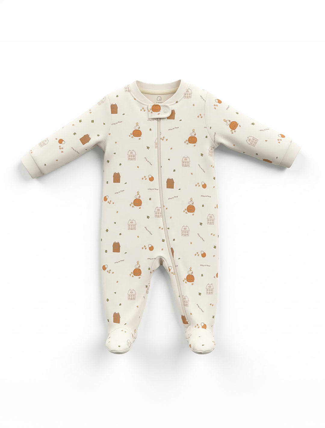 OFF WHITE PRINTED ZIPPER SLEEPSUIT