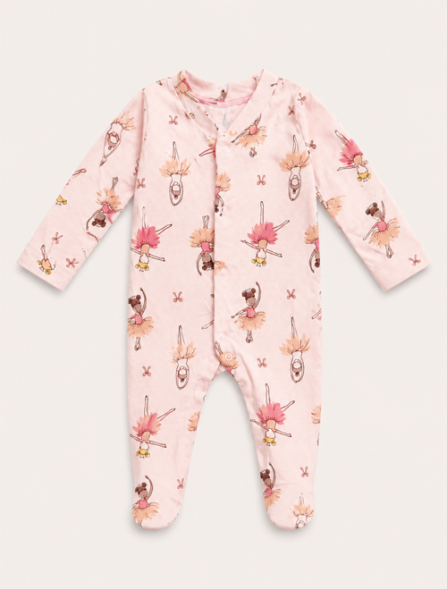 Pink patterned button sleepsuit