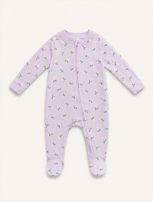 Purple floral zipper sleepsuit