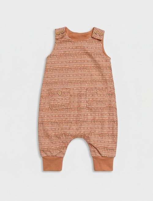 BROWN PATTERNED ROMPER