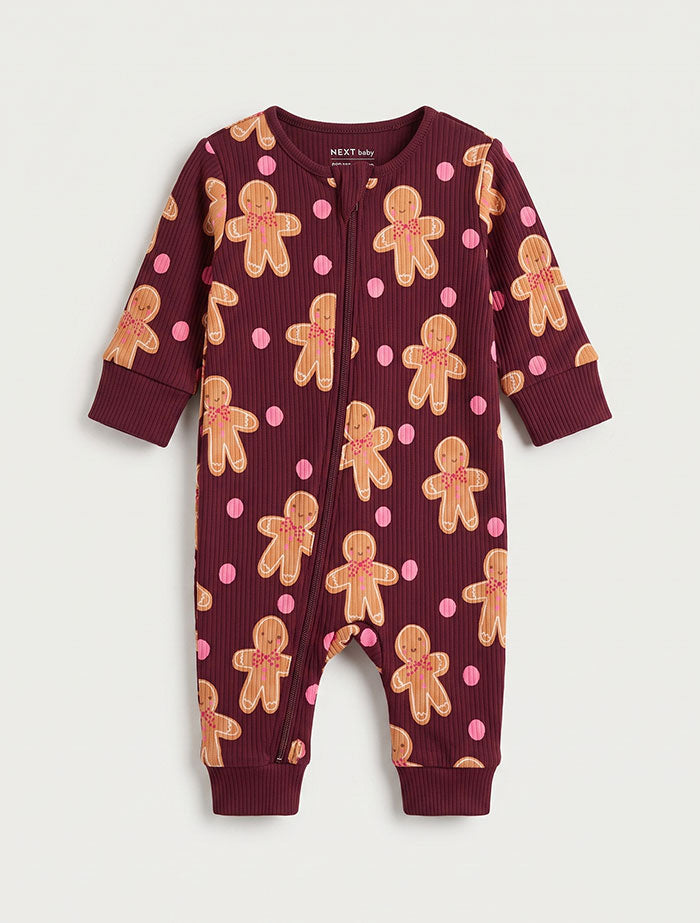 Little gingerbread ribbed romper