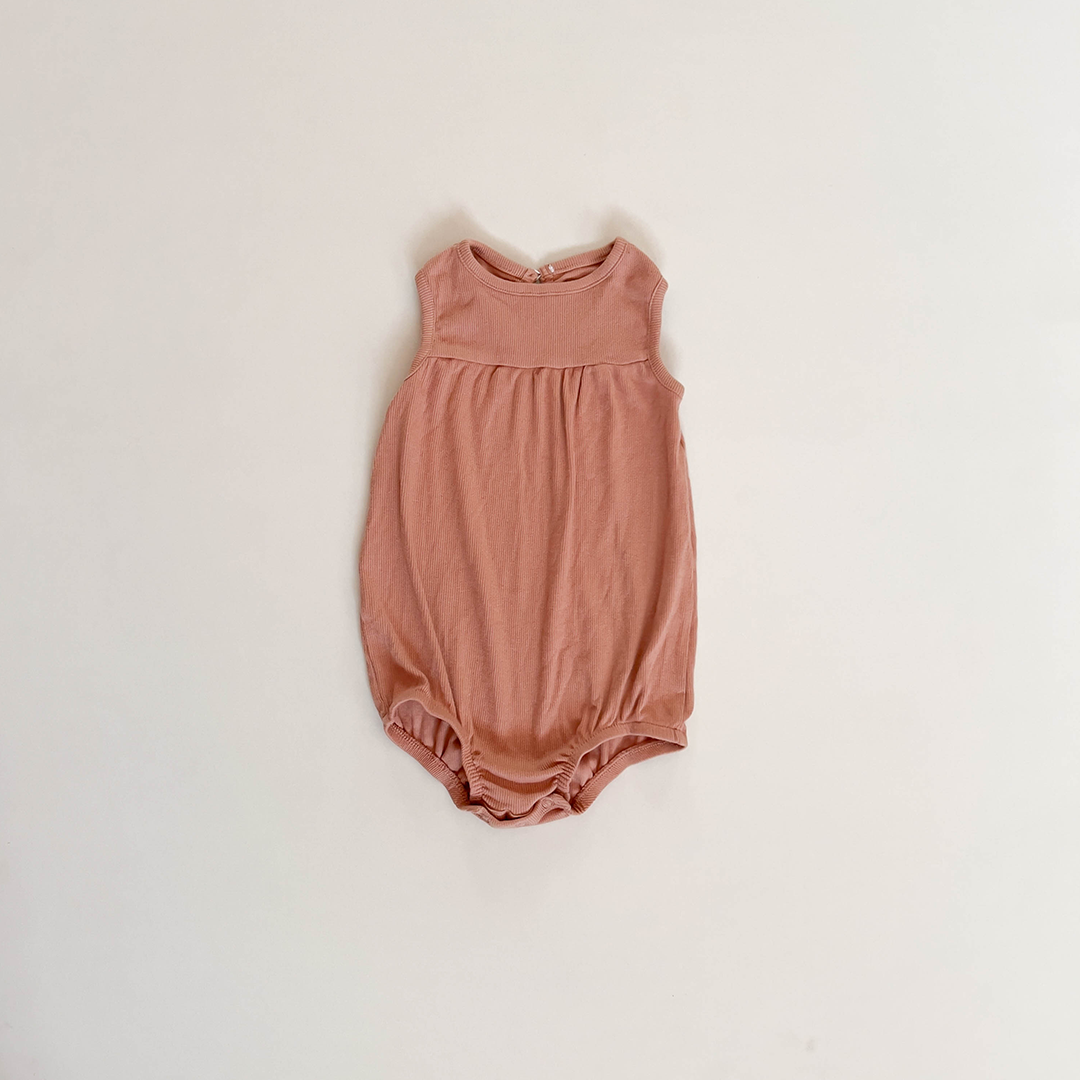 DUSTY ROSE RIBBED ONESIE