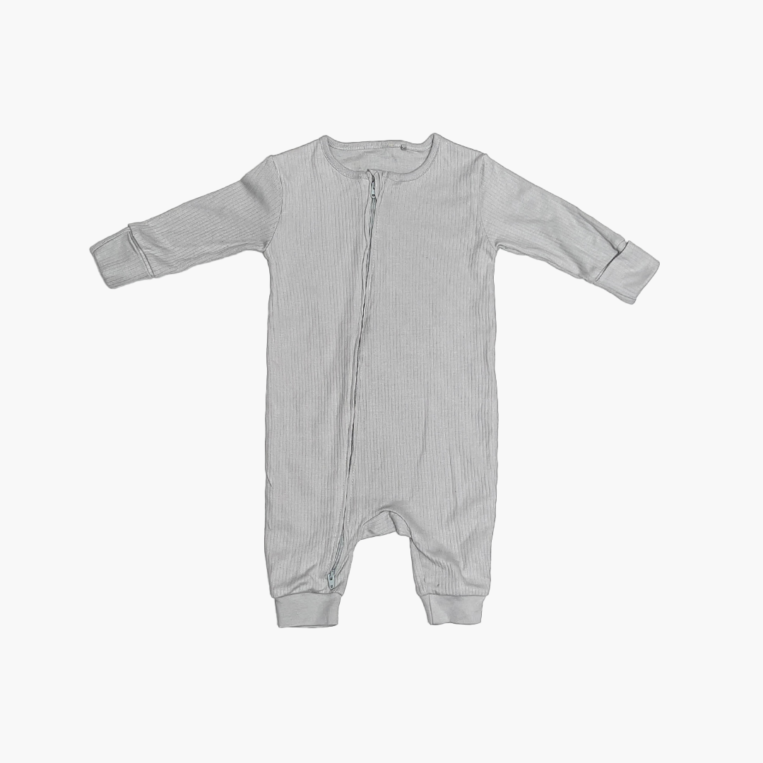 GREY RIBBED PLAIN ROMPER