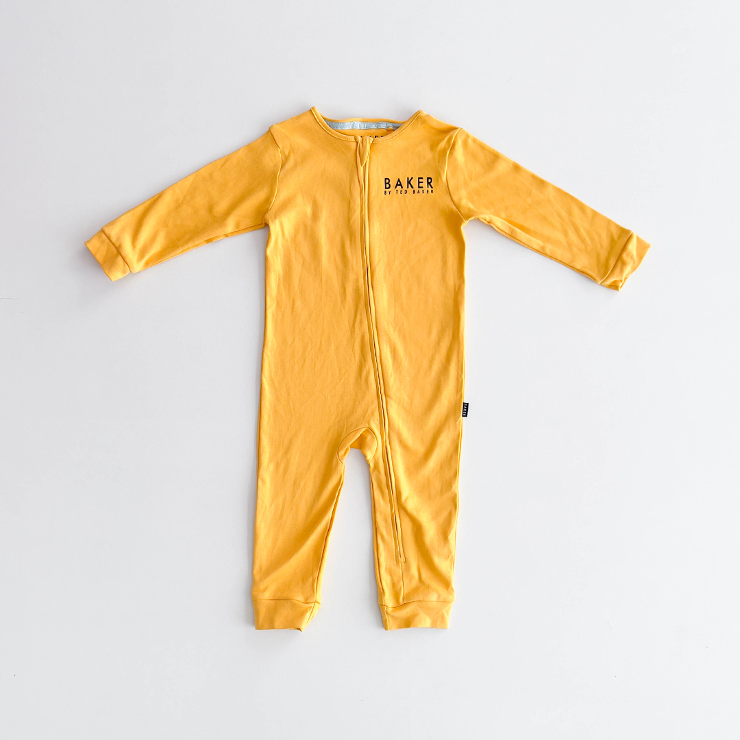 MUSTARD YELLOW PLAIN ZIPPER ROMPER