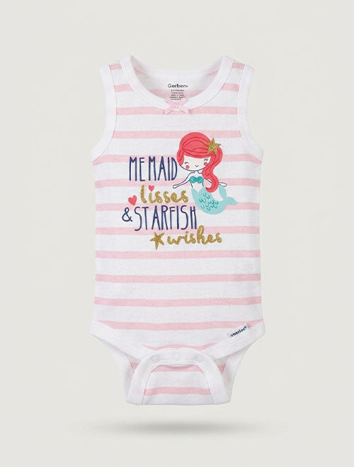 Pink striped sleeveless onesie