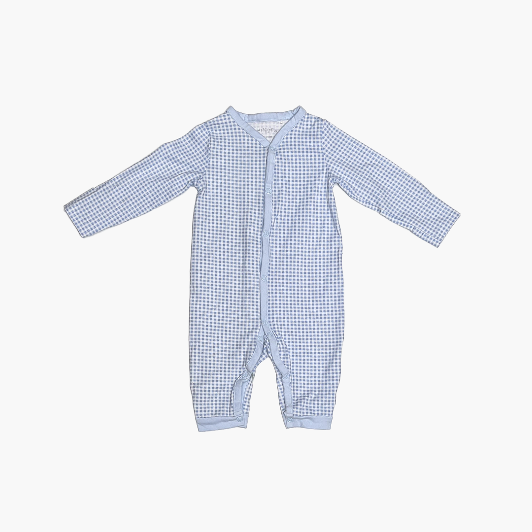 BLUE AND WHITE CHECK ROMPER
