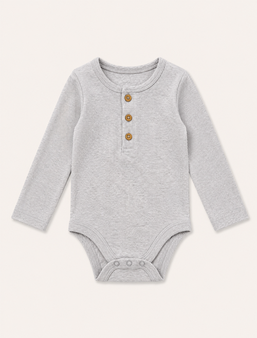 Grey ribbed button onesie