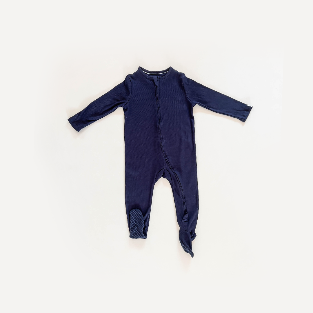 NAVY BLUE RIBBED SLEEPSUIT