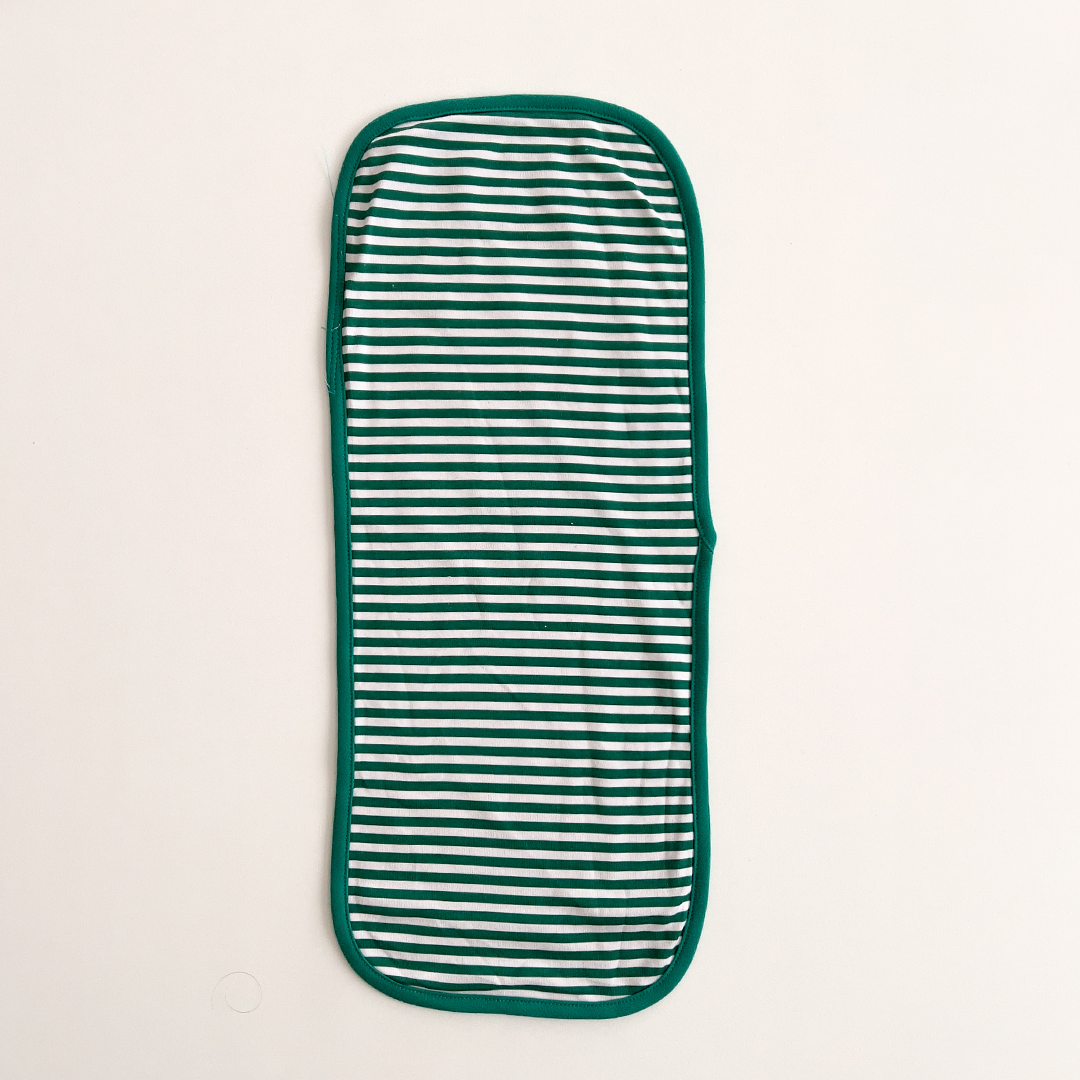 GREEN AND WHITE  STRIPED BURP CLOTH