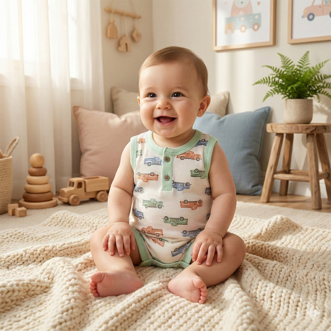 CAR PRINTED SLEEVELESS JUMPSUIT