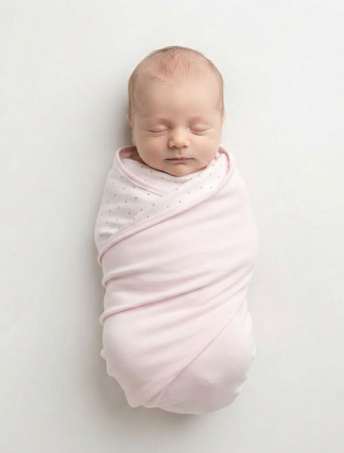 BABY PINK LOVE PATTERNED SWADDLE TOWEL
