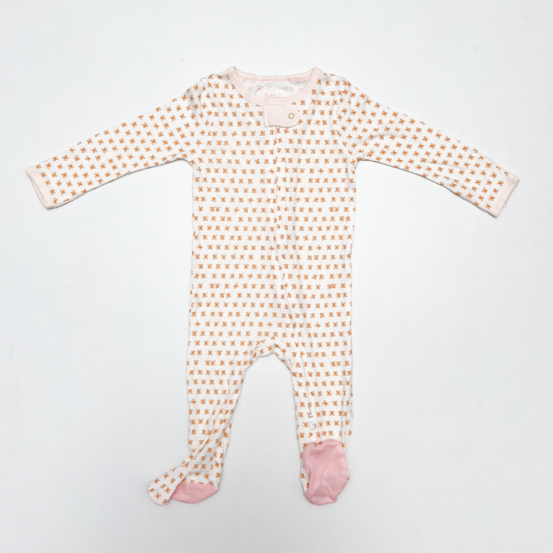 WHITE FLORAL ZIPPER VISCOUS SLEEPSUIT