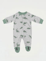 GREY GREEN DINO SLEEPSUIT
