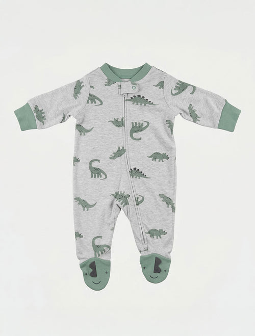 GREY GREEN DINO SLEEPSUIT