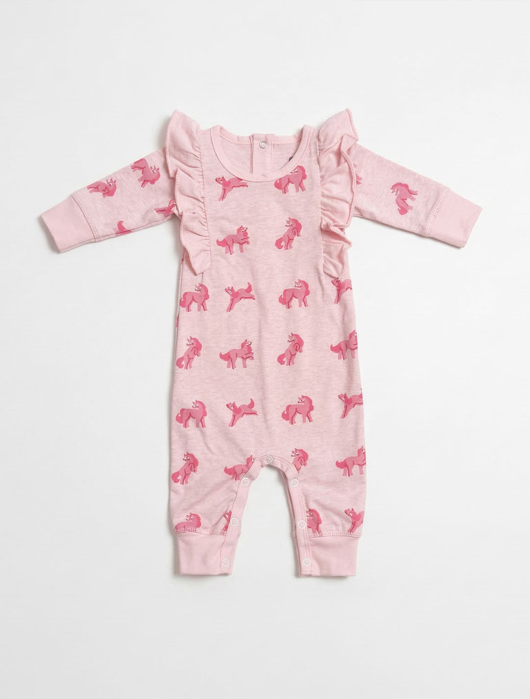 PINK UNICORN RUFFLED ROMPER