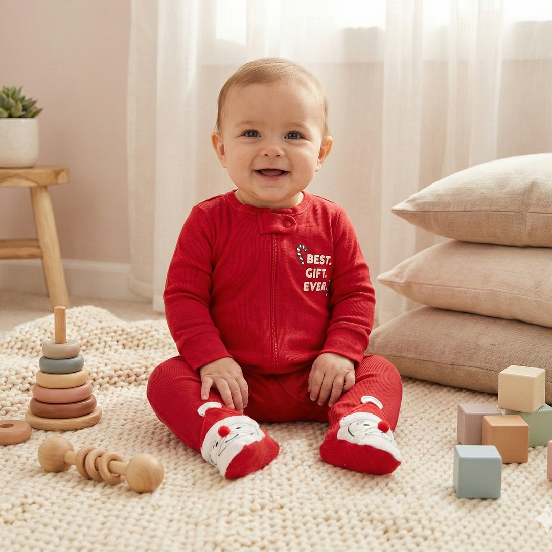 RED ZIPPER SLEEPSUIT