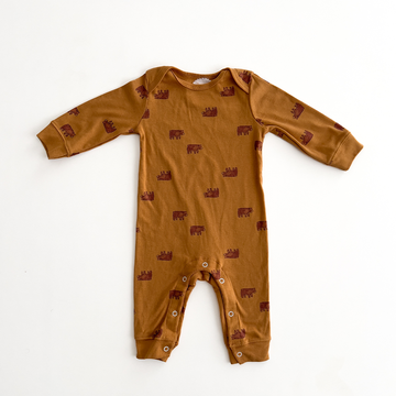 brown bear patterned romper