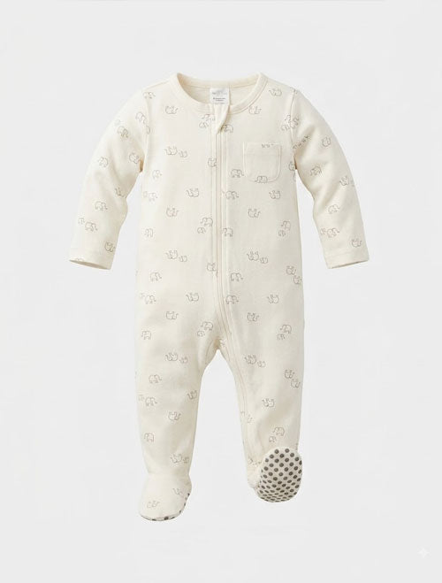 Elephant printed zipper sleepsuit